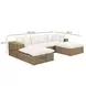 Cali Natural Performance Fabric & Brown Wicker Modular Outdoor Small U-Chaise Sectional