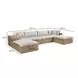 Cali Light Gray Fabric & Brown Wicker Modular Outdoor U-Chaise Sectional