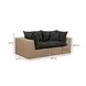 Cali Black Fabric & Brown Wicker 80" Modular Outdoor Loveseat