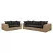 Cali Black Fabric & Brown Wicker Modular Outdoor Conversation Set