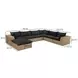 Cali Black Fabric & Brown Wicker Modular Outdoor Large Chaise Sectional