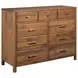 Woodmont Walnut 9 Drawer Flat Top Dresser with Rectangular Dornoch Mirror