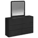 Camelot Black 6 Drawer Dresser and Rectangular Mirror