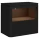 Camelot Black 1 Drawer Nightstand with USB Charging and LED