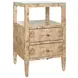 Roscoe Matte Burl Wood Soft Close 2 Drawer Side Table