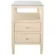 Roscoe Natural Grasscloth Soft Close 2 Drawer Side Table