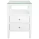Roscoe Textured White Linen Soft Close 2 Drawer Side Table