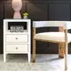 Roscoe Textured White Linen Soft Close 2 Drawer Side Table
