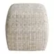 Dwell Beige Leather Upholstered Square Pouf