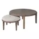 Abode Beige and Boulder Upholstered Round Bunching Ottoman