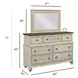 Homestead Pine Cornsilk 7 Drawer Wellington Dresser with Rectangular Landscape Mirror