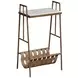 Hidden Treasures Saffiano Brown and White Rectangular Marble Top Magazine Table