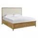 Oakmere Beige and Natural Queen Upholstered Storage Panel Bed