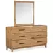 Brookstone Rustic Caramel 6 Drawer Dresser with Square Mirror