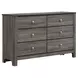 Santino Gray 6 Drawer Dresser