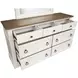 Crownfall Whisper White and Cerused Nutmeg 7 Drawer Dresser with Rectangular Mirror
