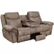 Nashville Brown Manual Reclining 88" Sofa with Drop-Down Console and USB Charging