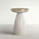 Cain Cerused Light Natural and Antique Brass Round Marble Top Side Table