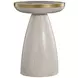 Cain Cerused Light Natural and Antique Brass Round Marble Top Side Table