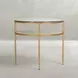 Constance Antique Brass Leaf and White Round Glass Top Side Table