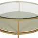 Constance Antique Brass Leaf and White Round Glass Top Side Table