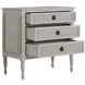 Caroline Cerused White 3 Drawer Nightstand