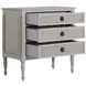 Caroline Cerused White 3 Drawer Nightstand