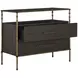 Reese Cerused Forest Black and Dark Antique Brass Canopy Bedroom Set
