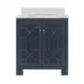 Schaffer Matte Navy Lacquer Carrera Marble Top Bath Vanity
