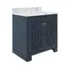 Schaffer Matte Navy Lacquer Carrera Marble Top Bath Vanity