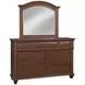 Sedona Cinnamon Cherry 7 Drawer Dresser and Arched Mirror