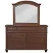 Sedona Cinnamon Cherry 7 Drawer Dresser and Arched Mirror