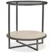 Harlow Bronze And White Travertine Stone Metal Round Chairside Table