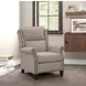 Shasta Linen Gray Push Thru The Arms Recliner with Nailhead Trim