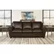 Brookstone Chocolate Leather Living Room Set with Nailhead Trim