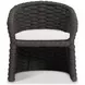 Salinas Dark Umber and White Performance Fabric Outdoor Arm Chair