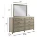West Fork Aged Taupe 8 Drawer Parks Dresser with Square Mirror