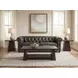 Charleston Black Tufted Leather 96" Sofa