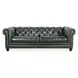 Charleston Black Tufted Leather 96" Sofa