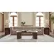 Savion Grandier Giovanni Taupe Leather 124" Power Reclining Sofa With Power Headrest