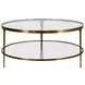 Stacey Antique Brass Two Tier Glass Top Coffee Table