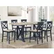 Darcy Beige and Midnight Blue Extendable Rectangular Counter Height Dining Room Set