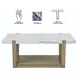 Perth White Rectangular Marble Cocktail Table with Casters