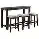 Stanford Taupe and Smokey Walnut Upholstered 4 Piece Bar Table Set with USB Charging