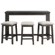 Stanford Taupe and Smokey Walnut Upholstered 4 Piece Bar Table Set with USB Charging