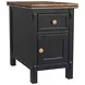 Stormy Ridge Chicory Black and Brown Rectangular Chairside Table with USB Charging