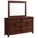 Damen Rich Cherry 9 Drawer Dresser and Rectangular Mirror