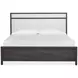 Meadowrise Raisin Black and White Queen Upholstered Panel Bed