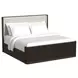 Sutton White and Dark Brown King Upholstered Platform Bed