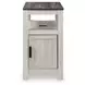 Fendenmore Brown Gray and Antique White Rectangular Chairside End Table with USB Charging